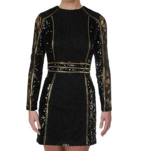 💋 bebe black sequin embellish dress new s small rare long-sleeve 💋